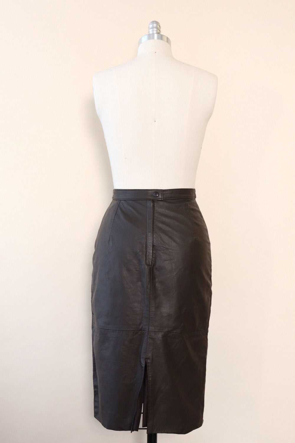 Espresso Leather Pencil Skirt XS - image 3