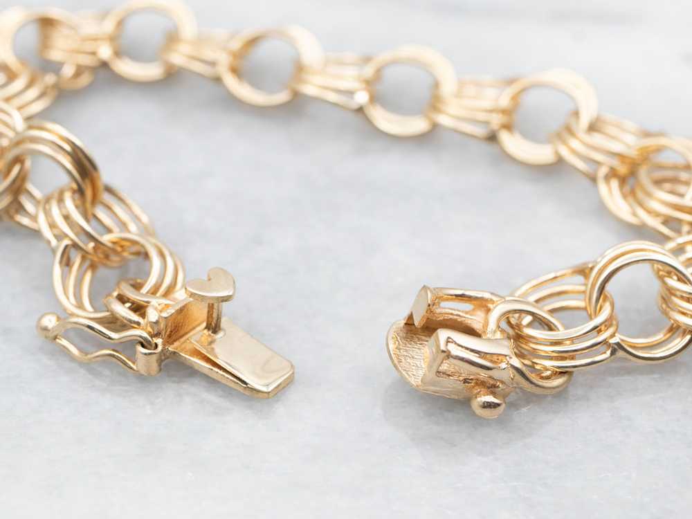 Yellow Gold Triple Hoop Link Bracelet with Box Cl… - image 3
