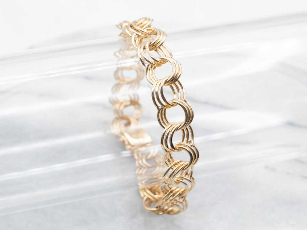 Yellow Gold Triple Hoop Link Bracelet with Box Cl… - image 4