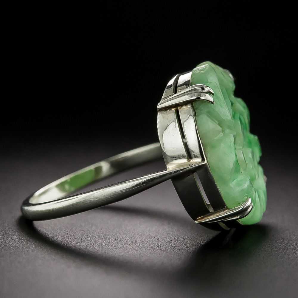 Carved Jade Flower Blossom Ring - image 2