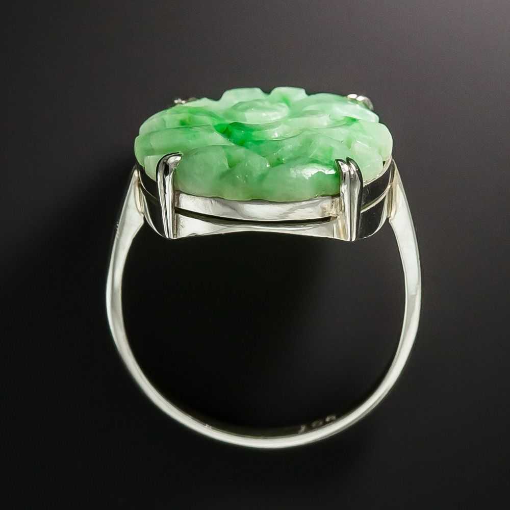 Carved Jade Flower Blossom Ring - image 3