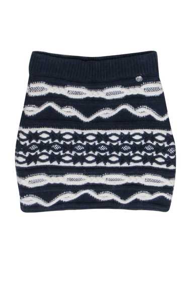 Chanel - Navy & Ivory Wool Blend Mini Skirt Sz 0 - image 1