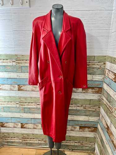 80’s Red Leather Oversized Jacket
