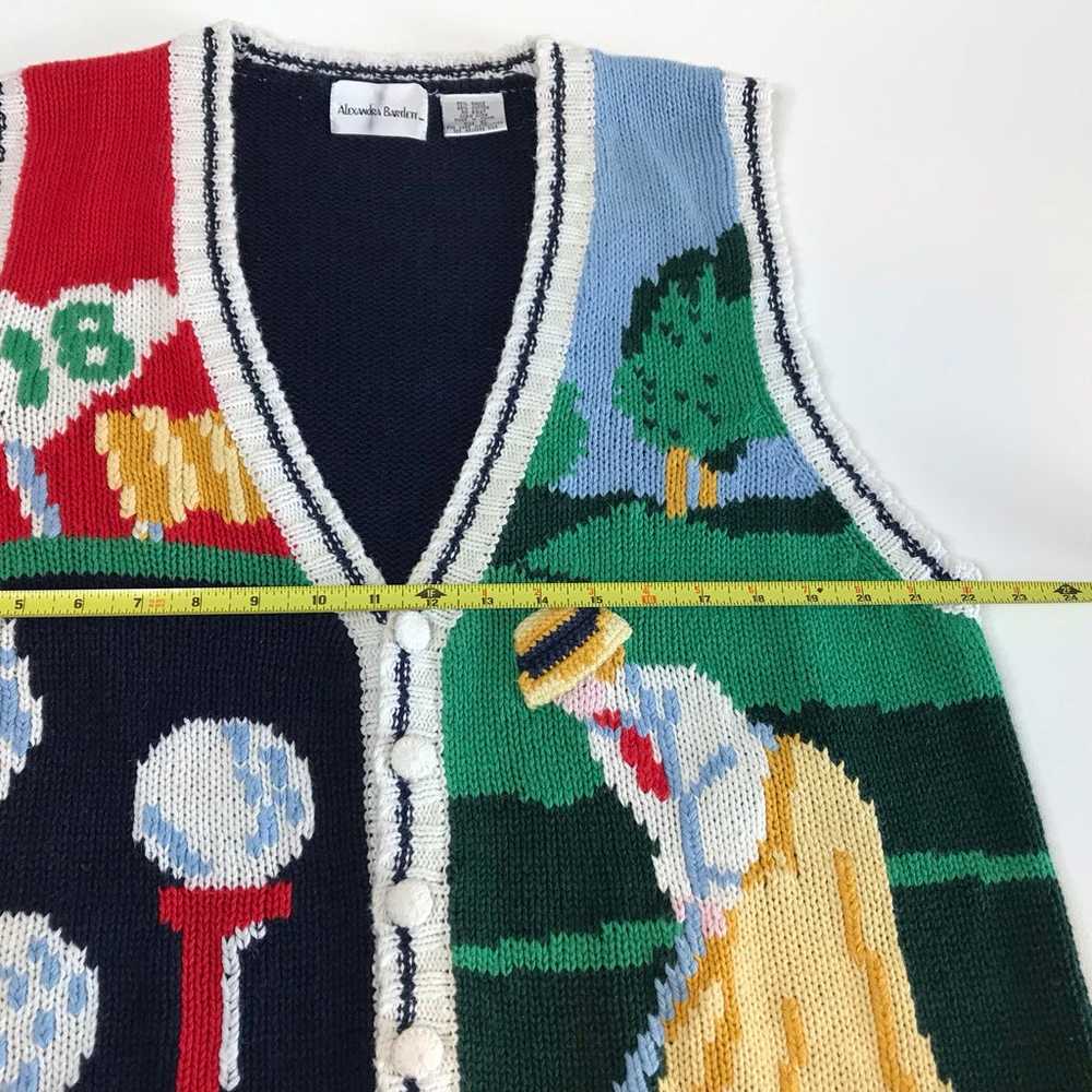 VINTAGE XL Knit Sweater Vest Golf Fun Kitschy Art… - image 3