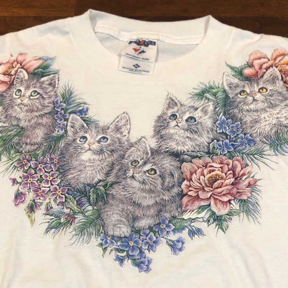 Vintage Jerzees Gray Cats Kitten Tee T-shirt Cat … - image 3