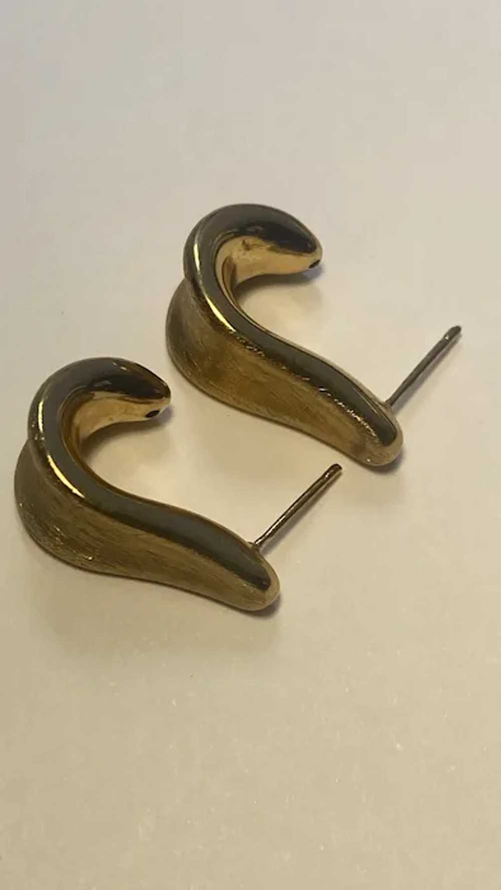 Brushed Bronze Hollow earrings - image 4