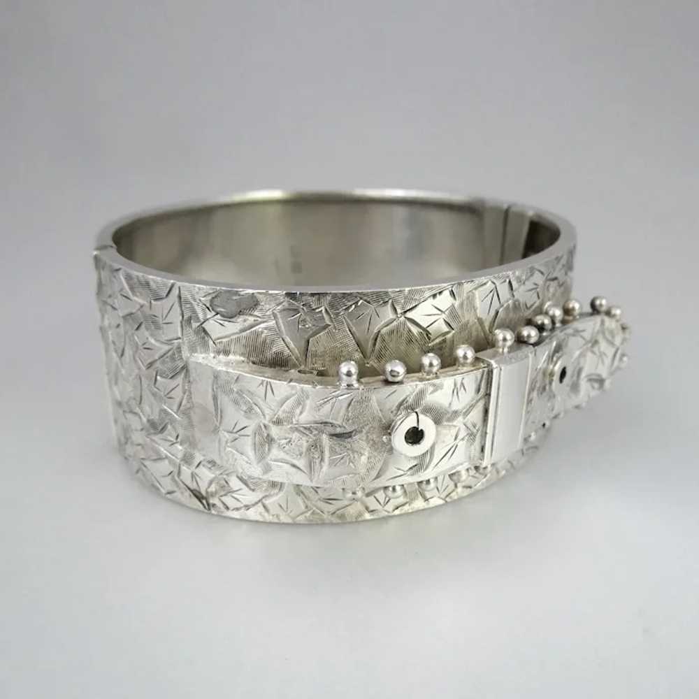 Antique Victorian Sterling Silver Ivy Engraved Ba… - image 2