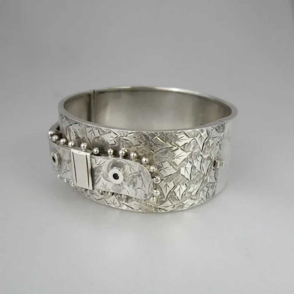 Antique Victorian Sterling Silver Ivy Engraved Ba… - image 3