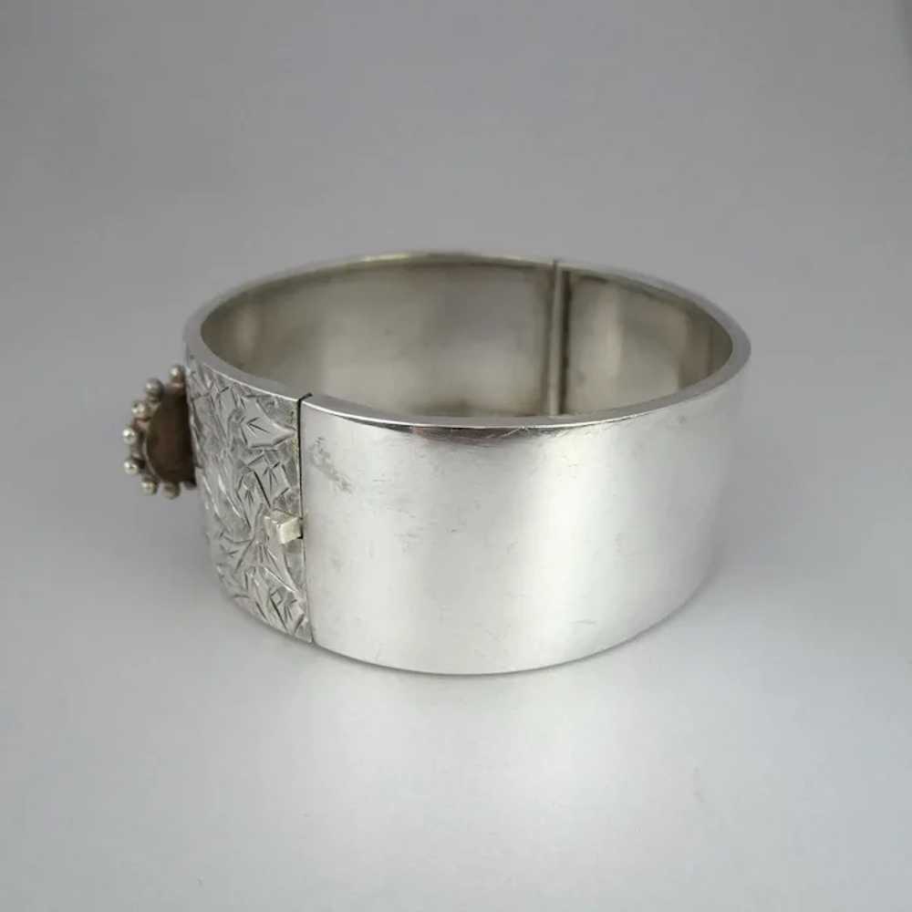 Antique Victorian Sterling Silver Ivy Engraved Ba… - image 5