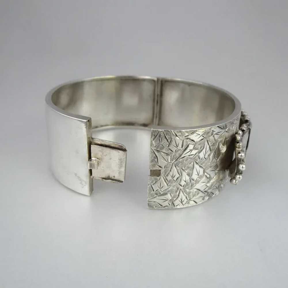 Antique Victorian Sterling Silver Ivy Engraved Ba… - image 6