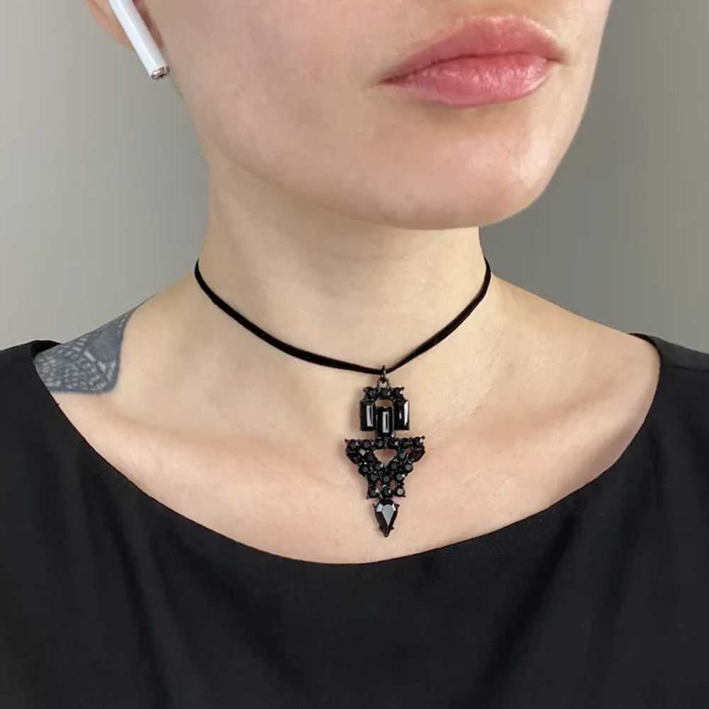 Quirky goth necklace, black velvet choker necklac… - image 2