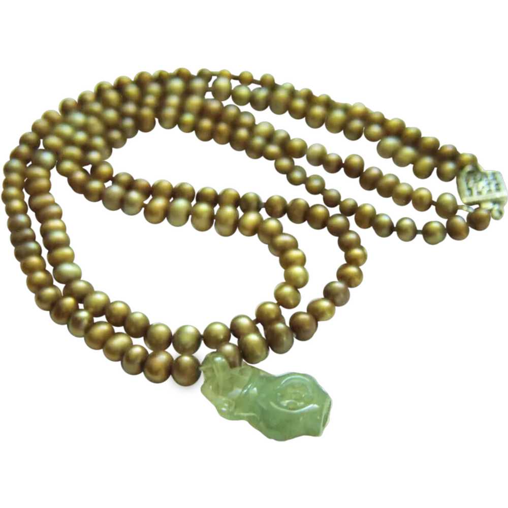 Estate Vintage Double Strands Golden Brown Pearl … - image 1