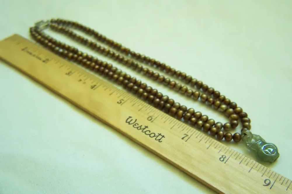 Estate Vintage Double Strands Golden Brown Pearl … - image 3