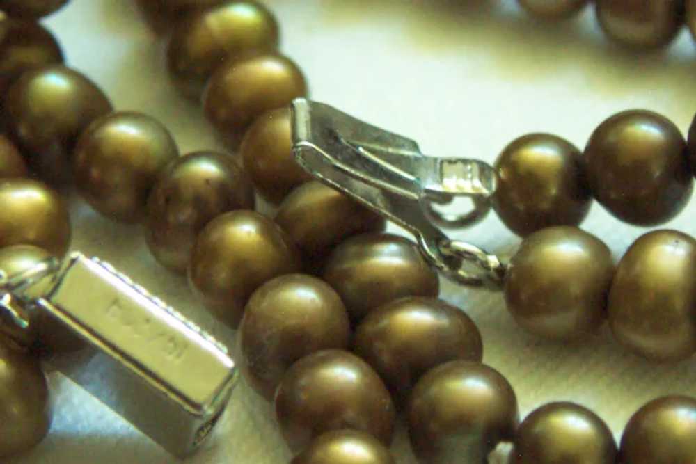 Estate Vintage Double Strands Golden Brown Pearl … - image 5