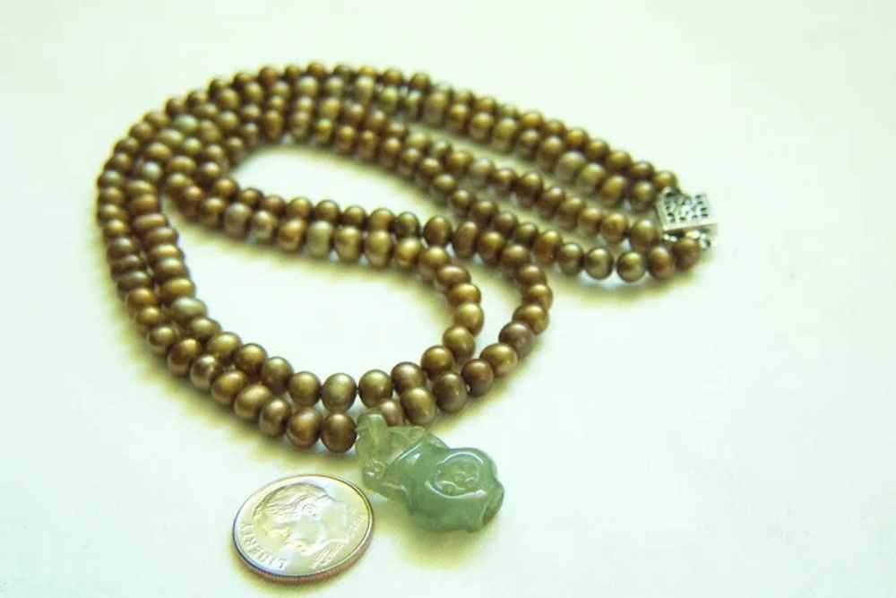 Estate Vintage Double Strands Golden Brown Pearl … - image 6