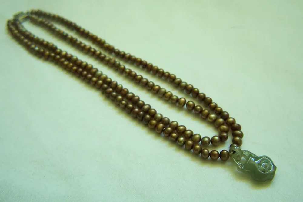 Estate Vintage Double Strands Golden Brown Pearl … - image 8