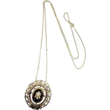 Vintage 14K Diamond Enamel D C OF A Necklace (A50… - image 1