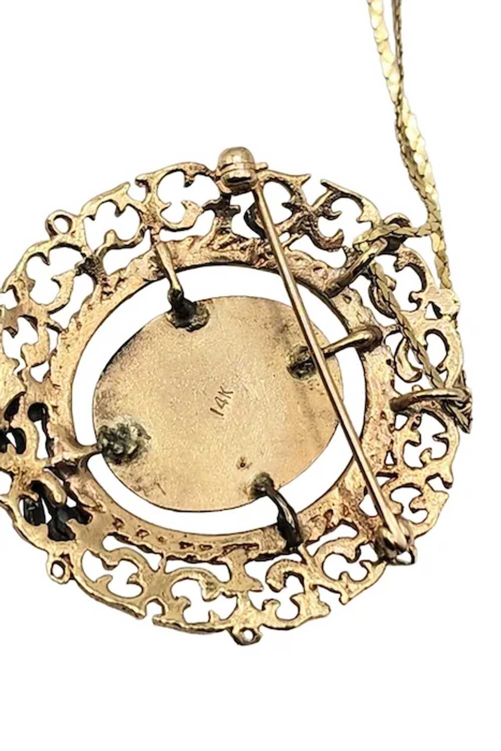 Vintage 14K Diamond Enamel D C OF A Necklace (A50… - image 6