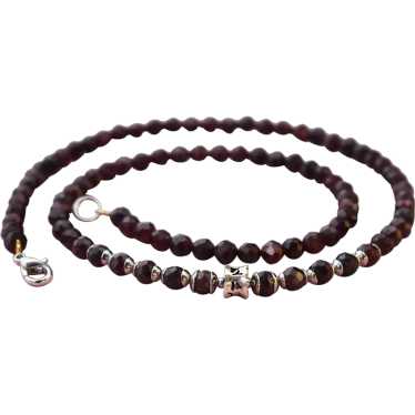 Elegant garnet necklace, tiny faceted gemstone co… - image 1