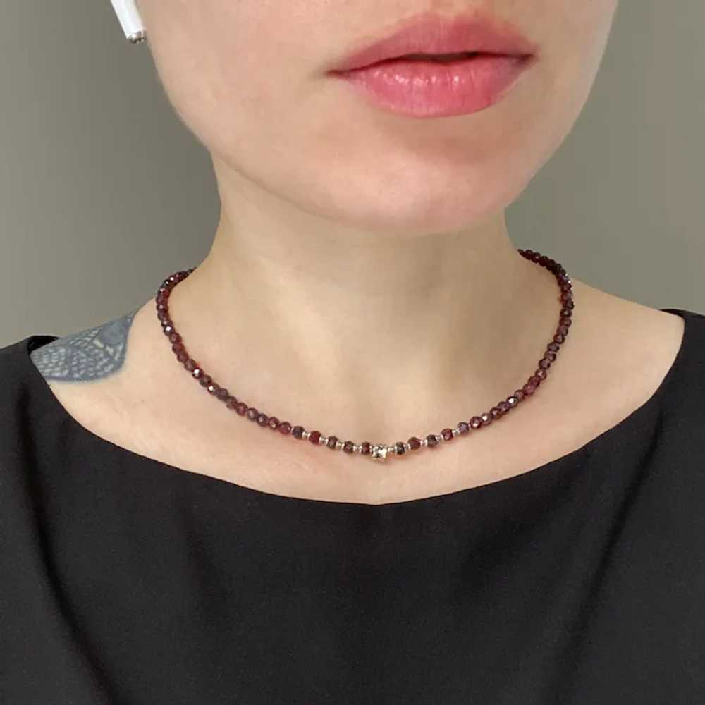 Elegant garnet necklace, tiny faceted gemstone co… - image 2