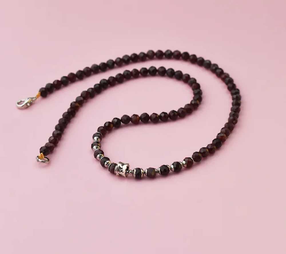 Elegant garnet necklace, tiny faceted gemstone co… - image 3