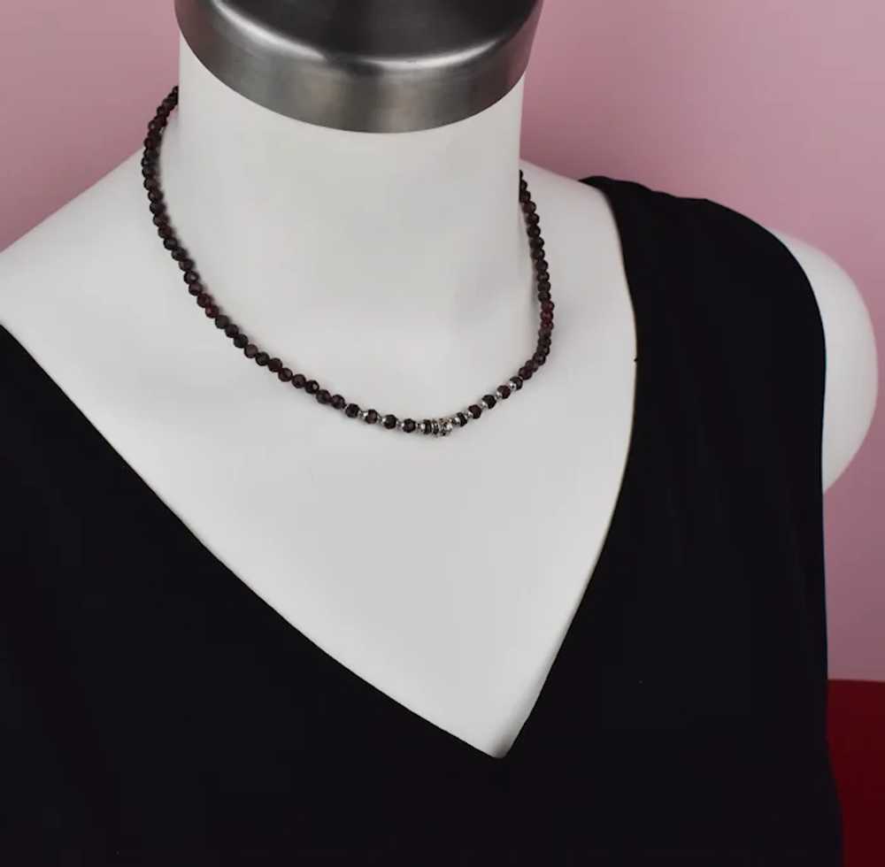 Elegant garnet necklace, tiny faceted gemstone co… - image 4