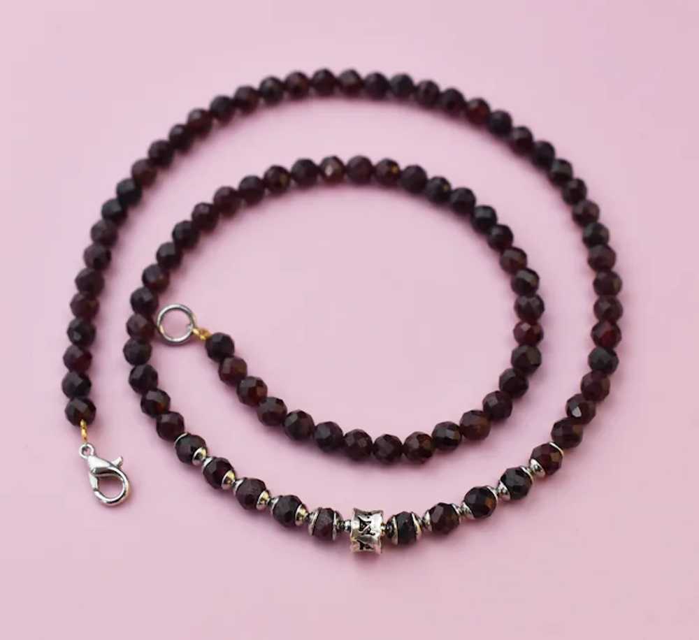 Elegant garnet necklace, tiny faceted gemstone co… - image 5
