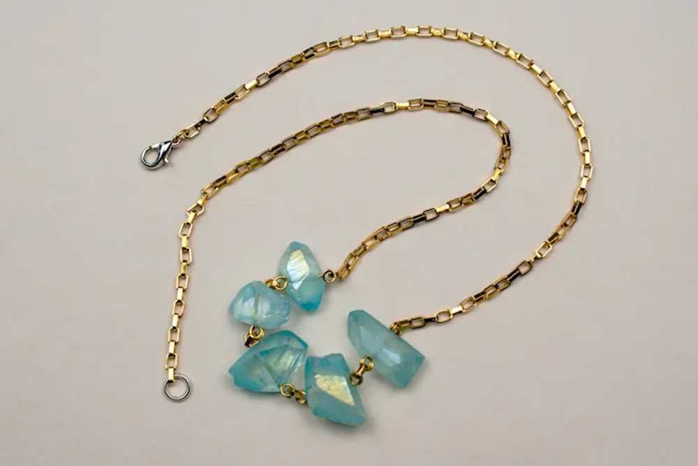 Raw blue quartz necklace, rough crystal pieces ne… - image 10