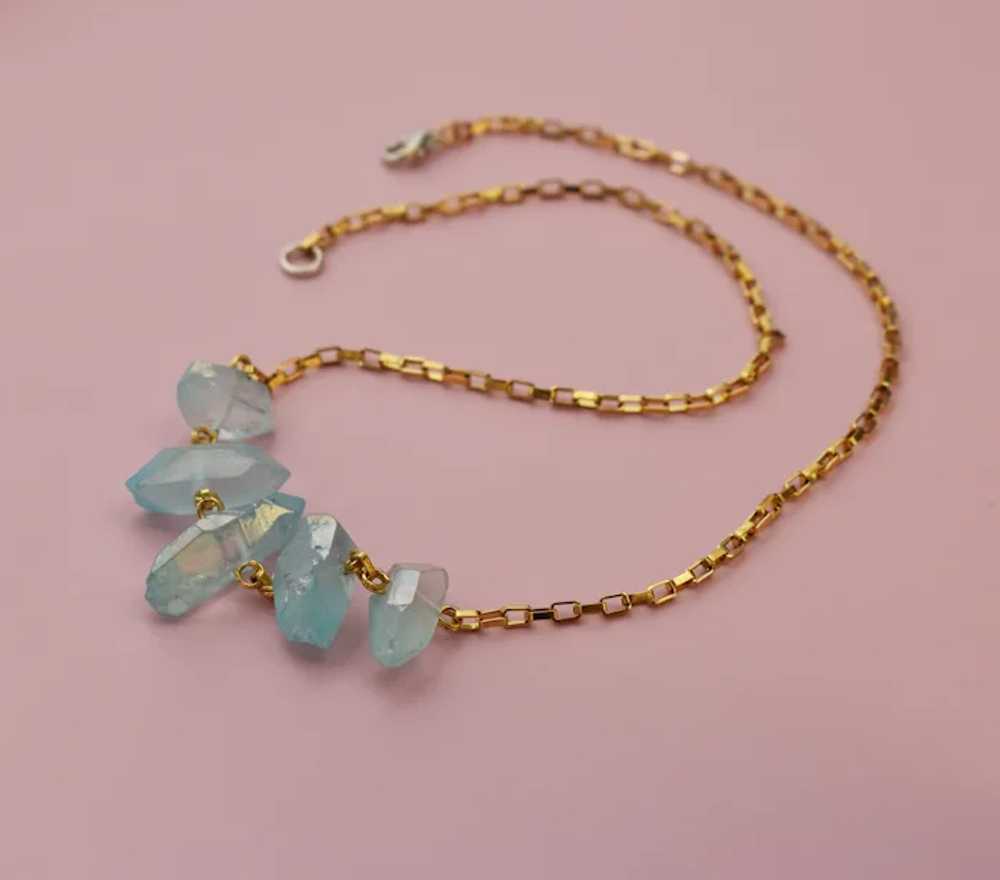 Raw blue quartz necklace, rough crystal pieces ne… - image 11