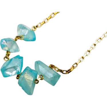 Raw blue quartz necklace, rough crystal pieces ne… - image 1