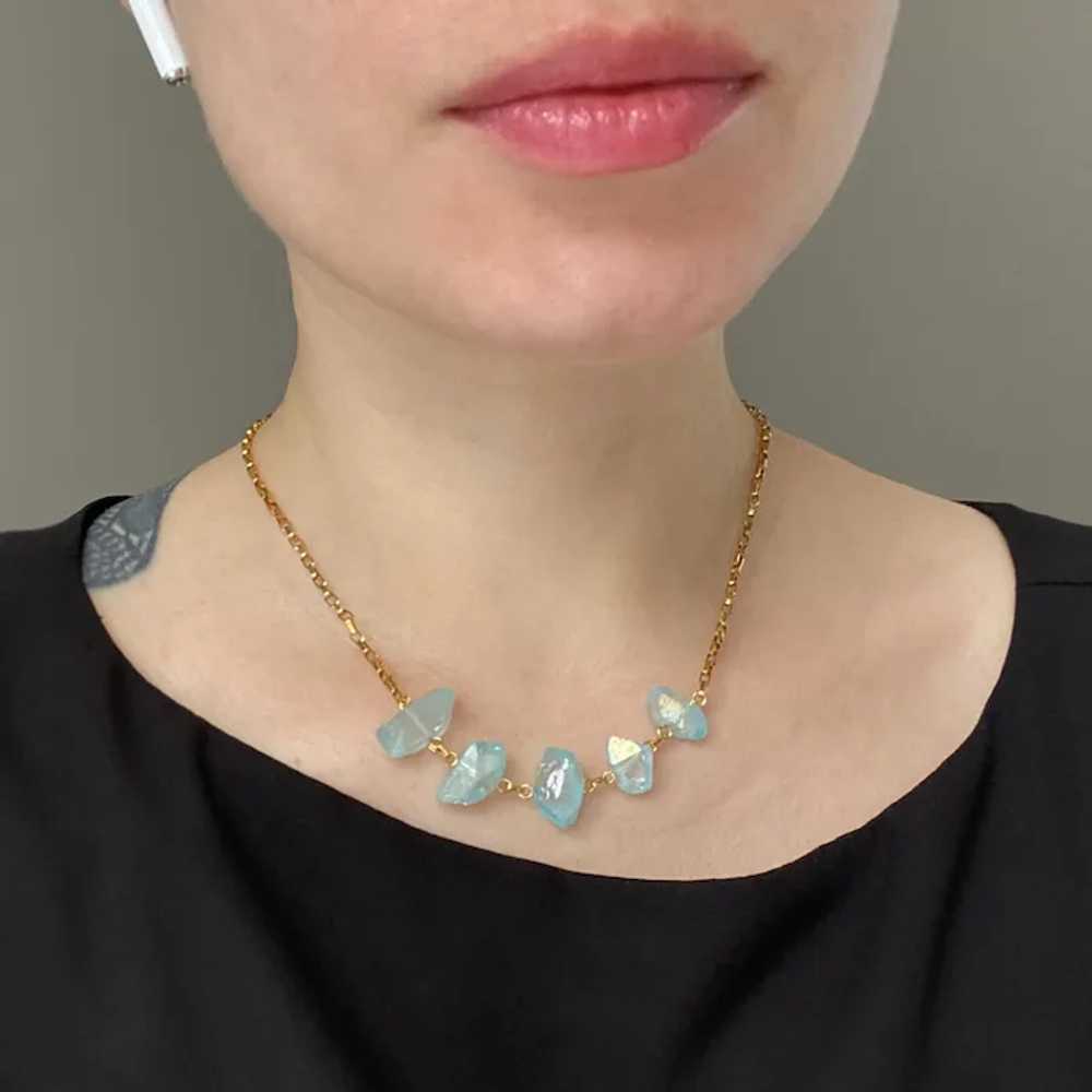 Raw blue quartz necklace, rough crystal pieces ne… - image 2