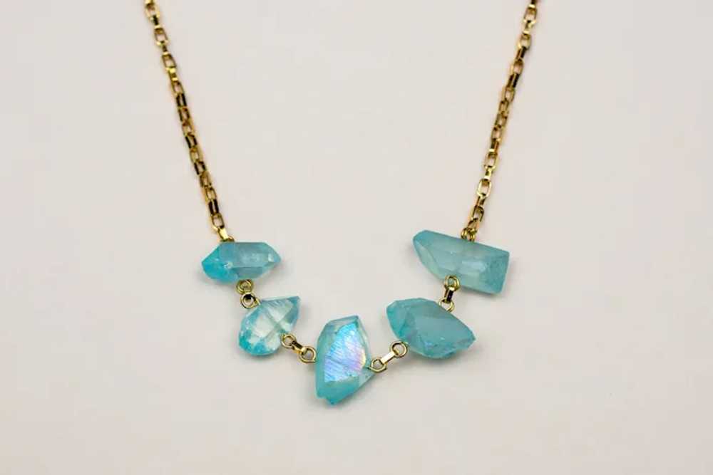 Raw blue quartz necklace, rough crystal pieces ne… - image 4