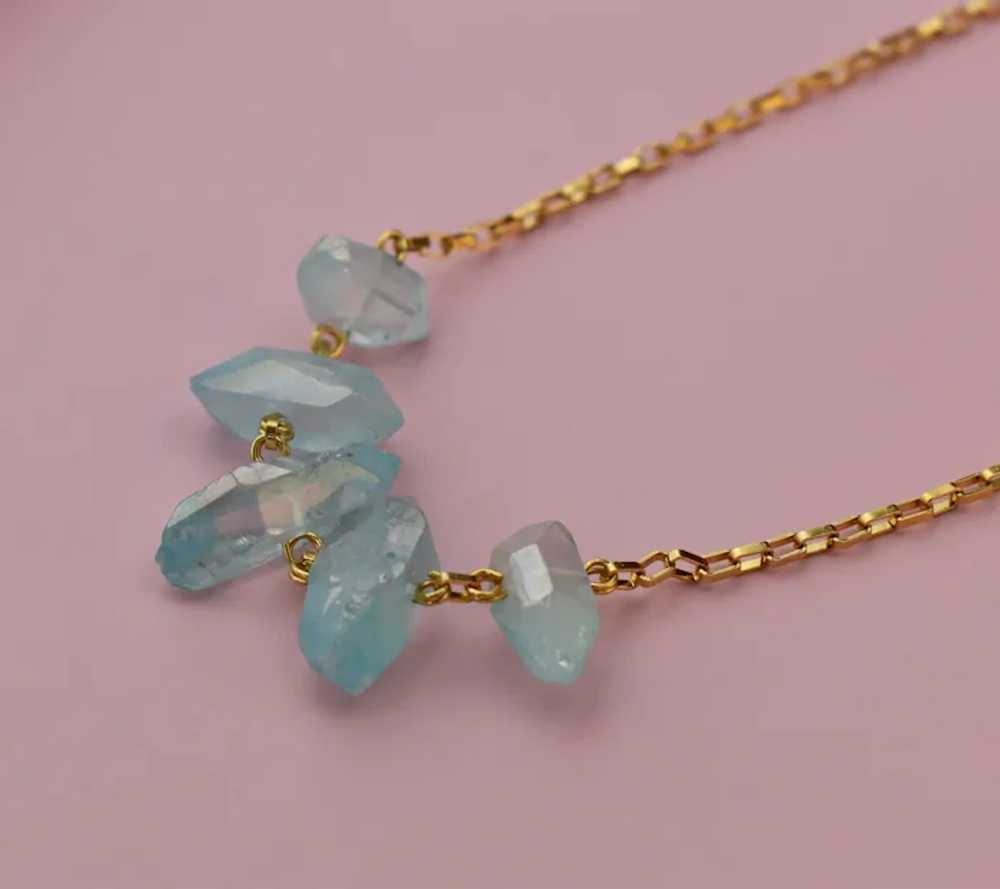 Raw blue quartz necklace, rough crystal pieces ne… - image 5