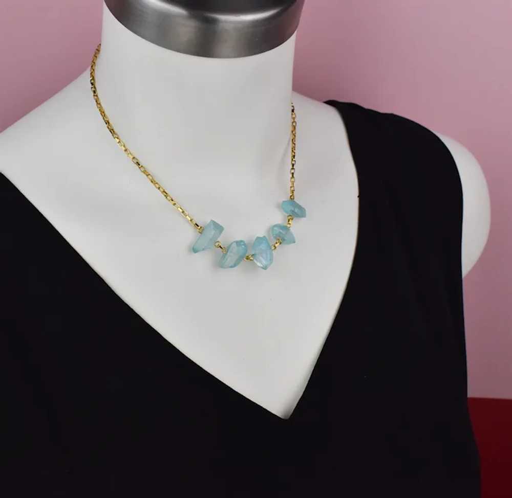 Raw blue quartz necklace, rough crystal pieces ne… - image 6