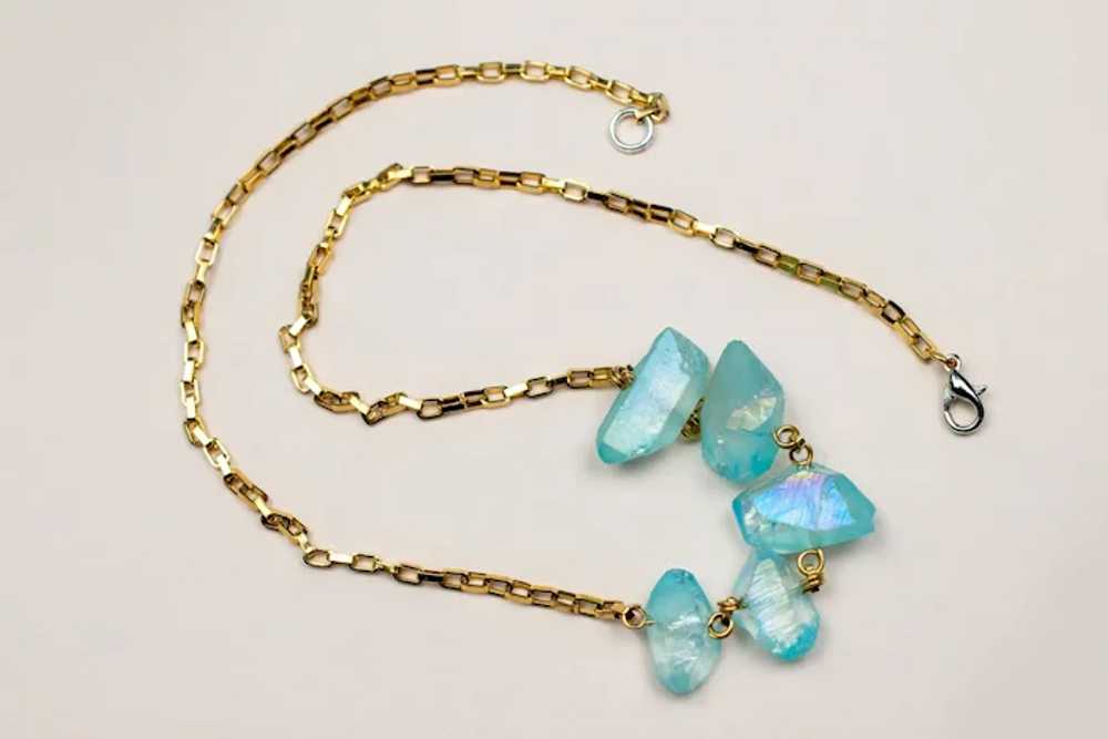 Raw blue quartz necklace, rough crystal pieces ne… - image 7