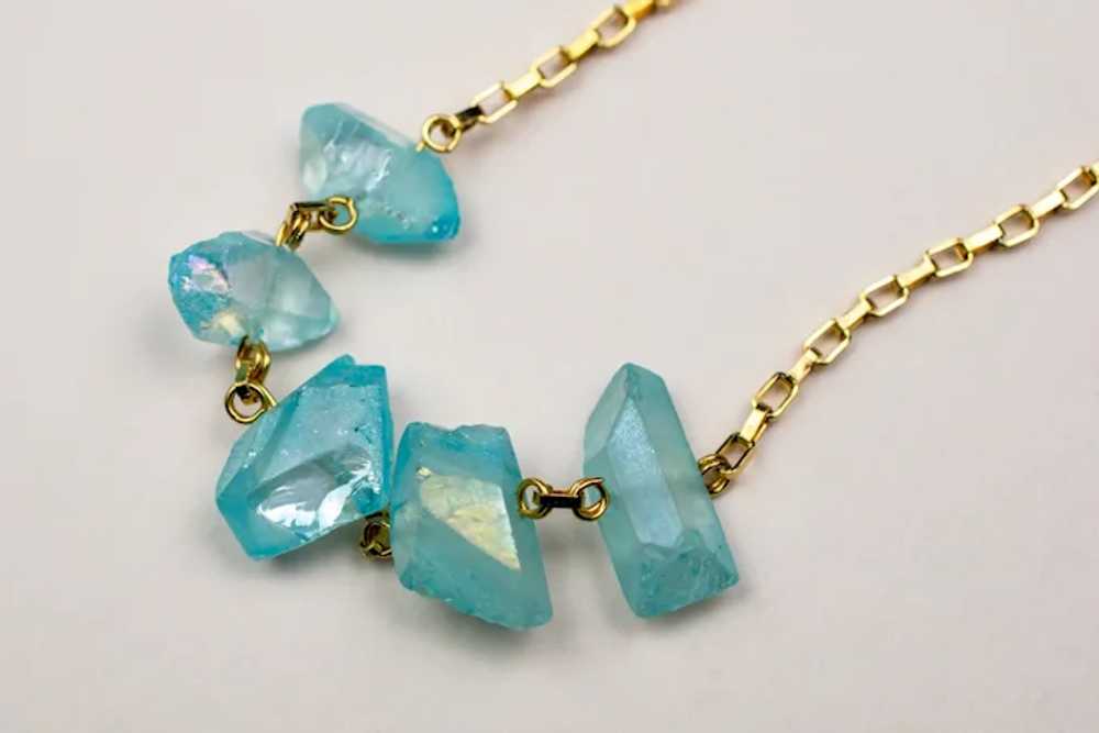 Raw blue quartz necklace, rough crystal pieces ne… - image 8