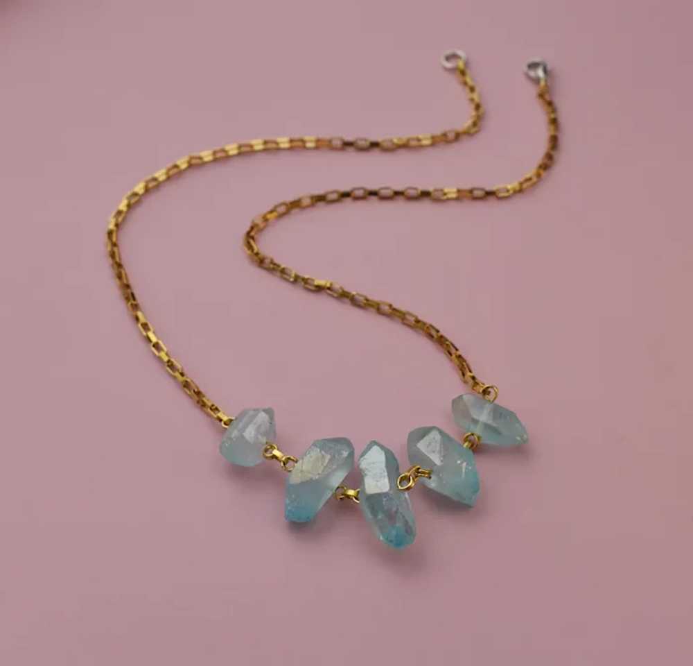 Raw blue quartz necklace, rough crystal pieces ne… - image 9