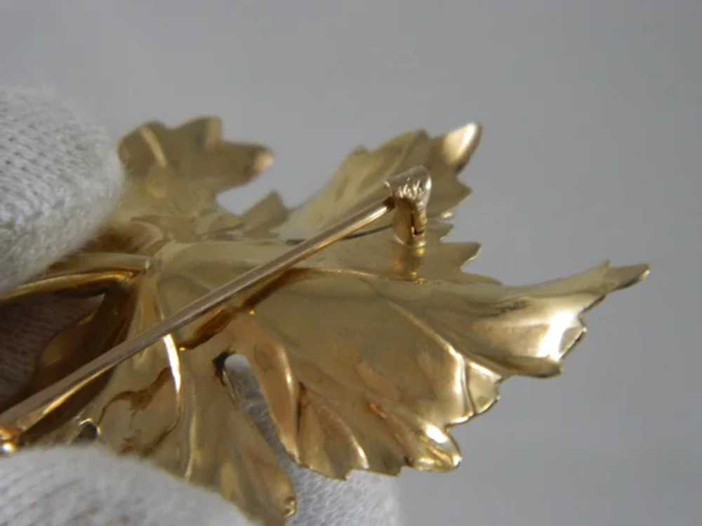 Vintage 1960's 14 K Yellow Gold Maple Leaf Brooch… - image 12