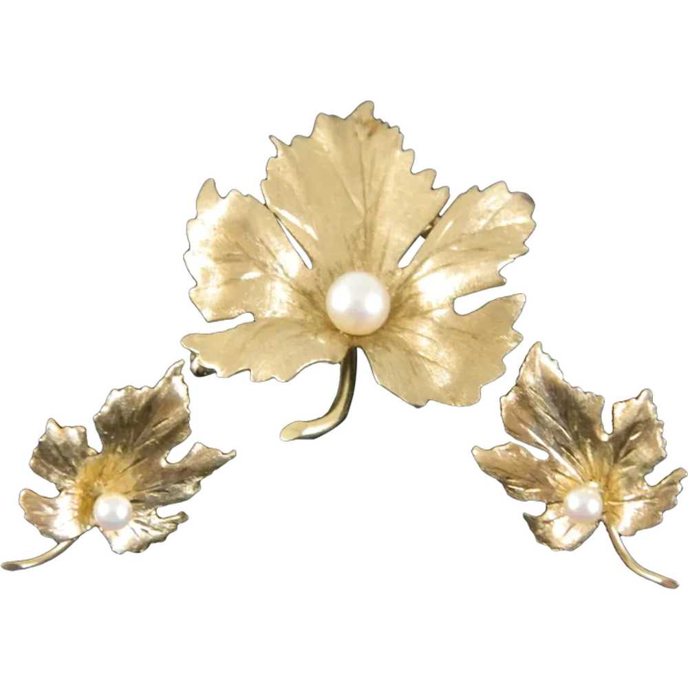 Vintage 1960's 14 K Yellow Gold Maple Leaf Brooch… - image 1