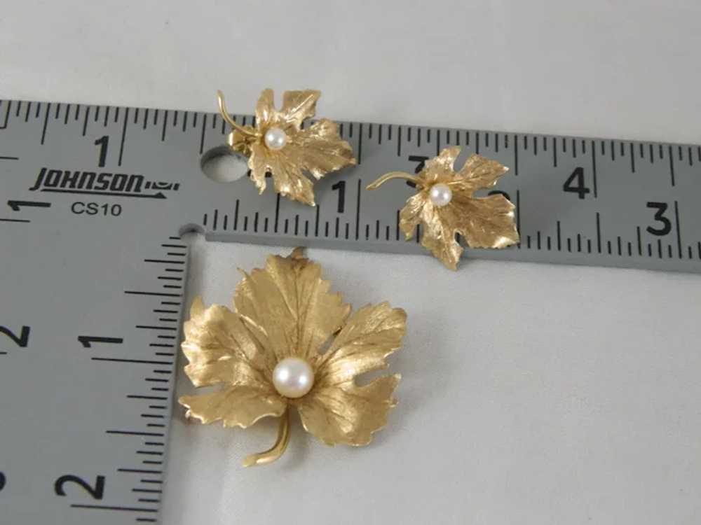 Vintage 1960's 14 K Yellow Gold Maple Leaf Brooch… - image 3