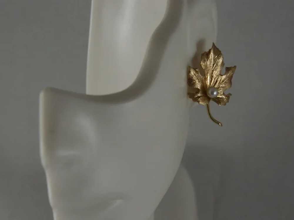 Vintage 1960's 14 K Yellow Gold Maple Leaf Brooch… - image 9