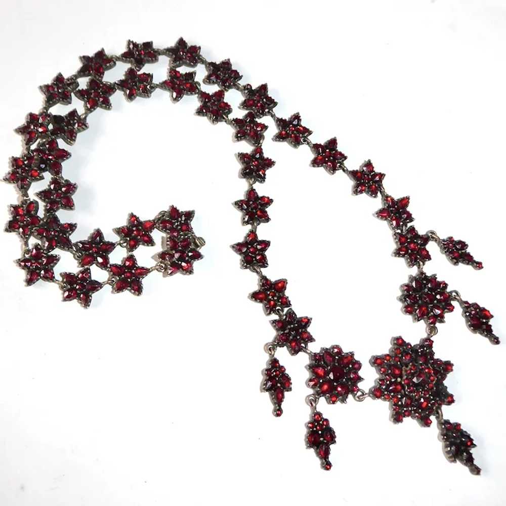 Victorian Gilt Brass Bohemian Garnet Star Rosette… - image 5