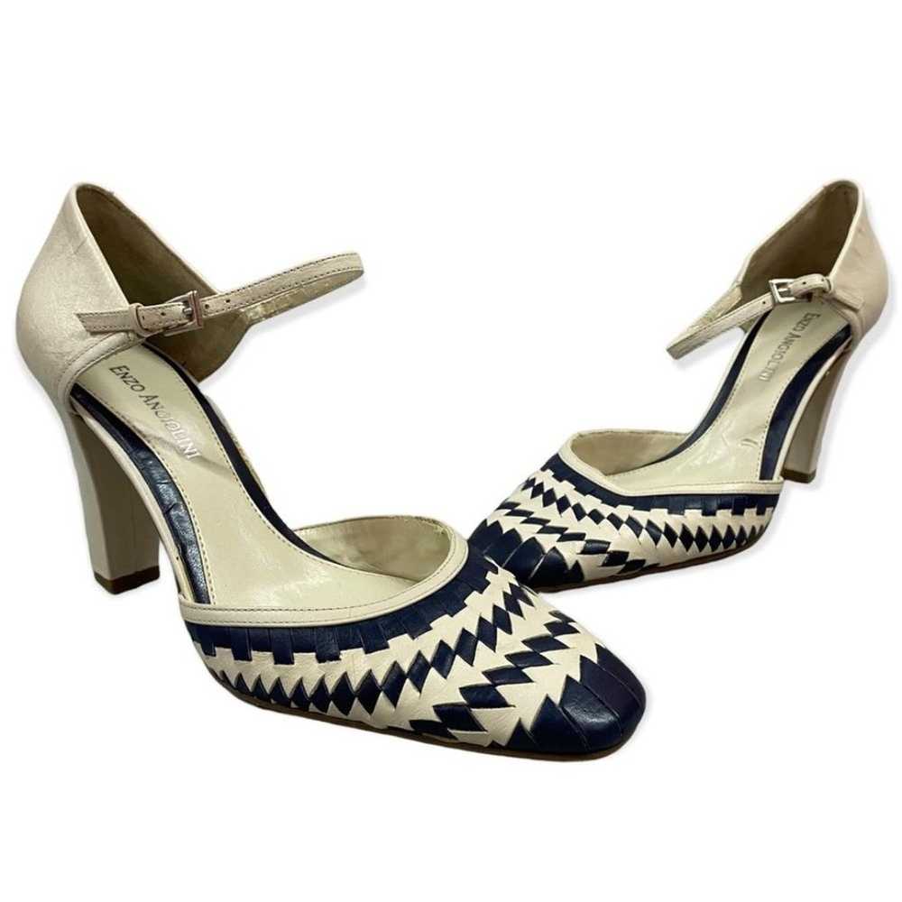 Enzo Angiolini - Leather - Cream & Navy - Closed … - image 1