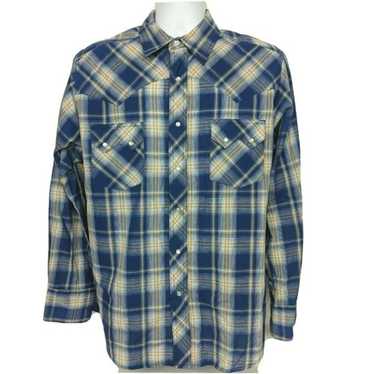 Wrangler Wrangler Western Pearl Snap Shirt Lg Blue