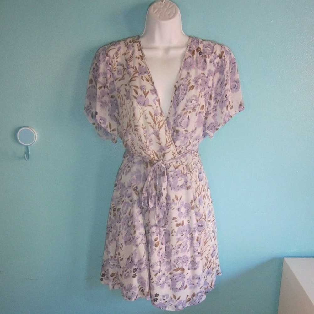 Chan Luu Chan Luu Purple Floral Wrap Dress Size M - image 1