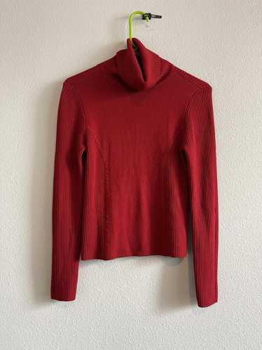 Designer Y2K "Takeout" Red Fitted Rib Knit Turtlen