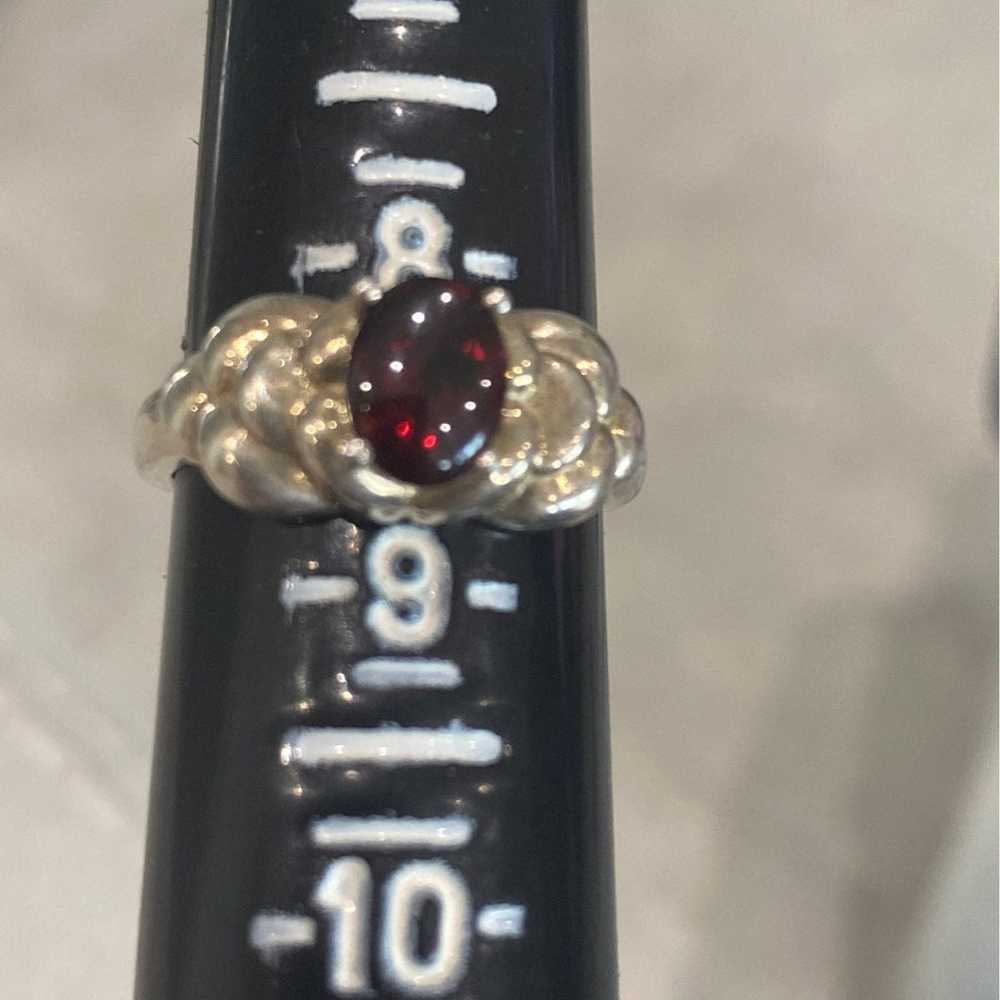 Natural Red Ruby 925 Silver Flower Ring Size 8.5 - image 3