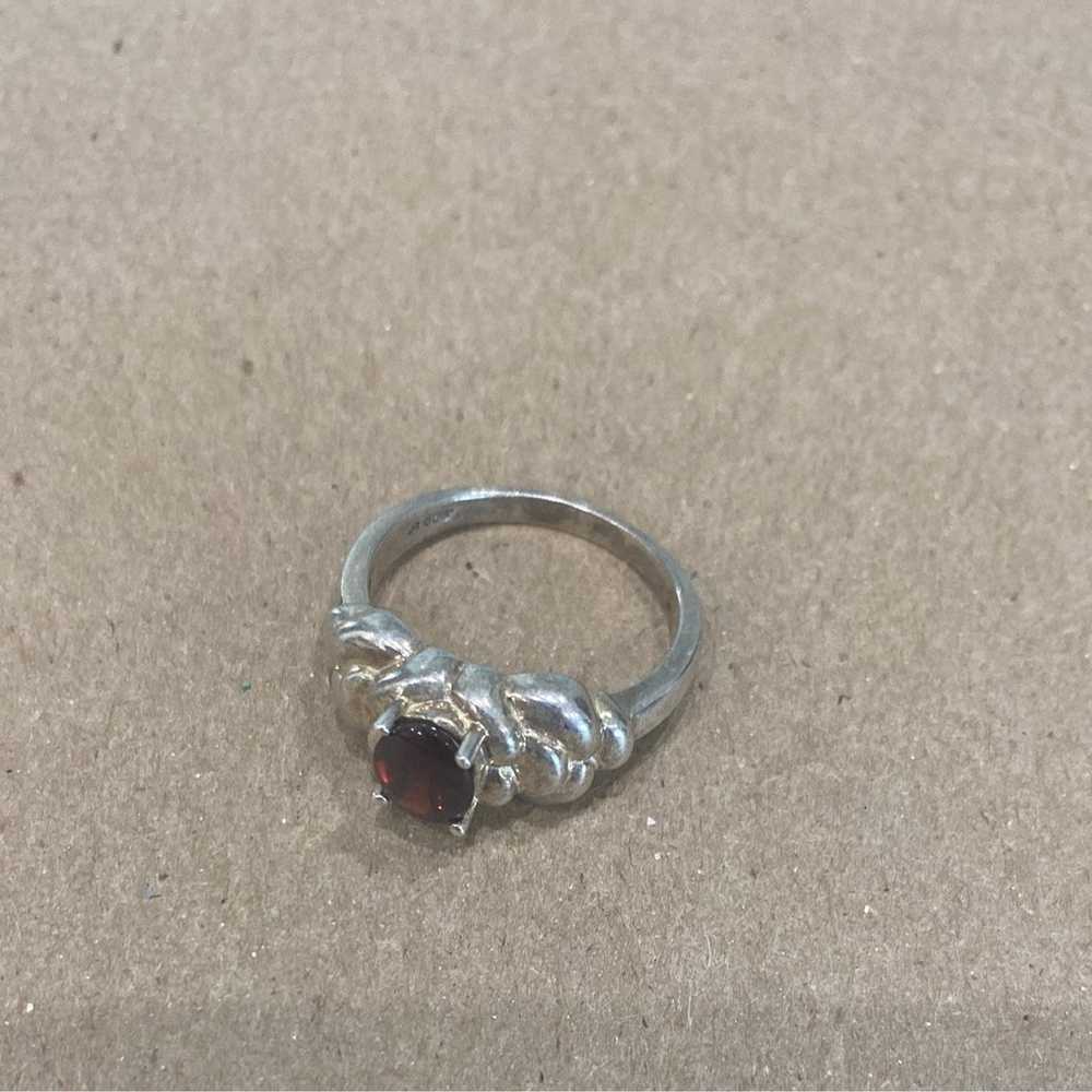 Natural Red Ruby 925 Silver Flower Ring Size 8.5 - image 4