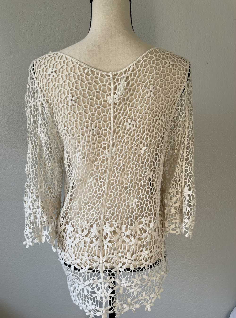 Other Y2K Women White Crochet Flower Top Size Med… - image 4