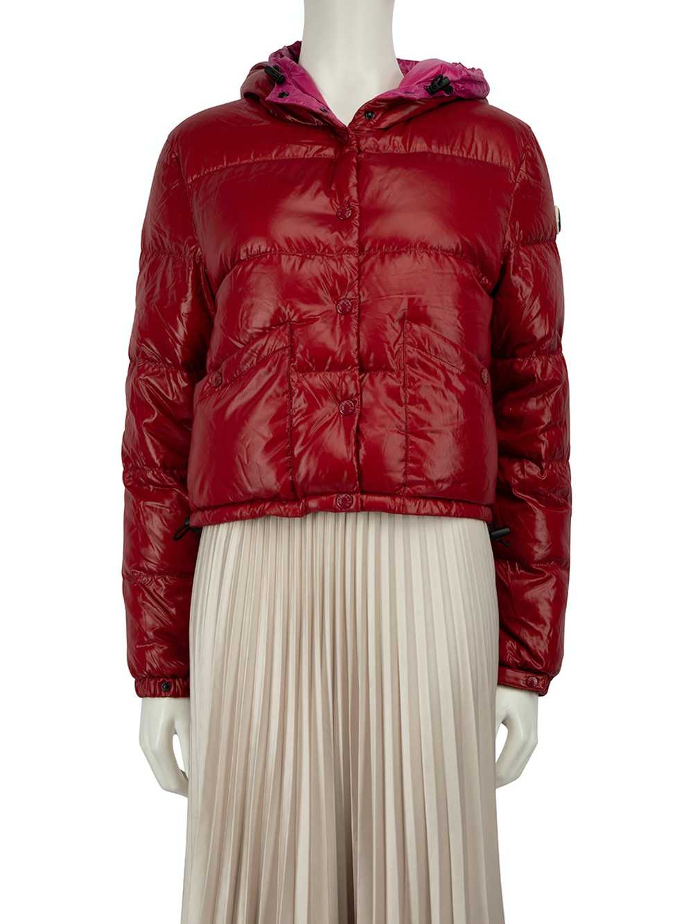 Moncler Red Hooded Puffer Goose Down Coat - image 1
